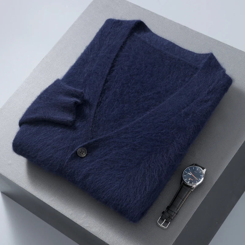 Herren Strickjacke Frühling und Herbst Basic Nerz Kaschmir pullover Herren große lose V-Ausschnitt Strick mantel reine Farbe Freizeit jacke Tops