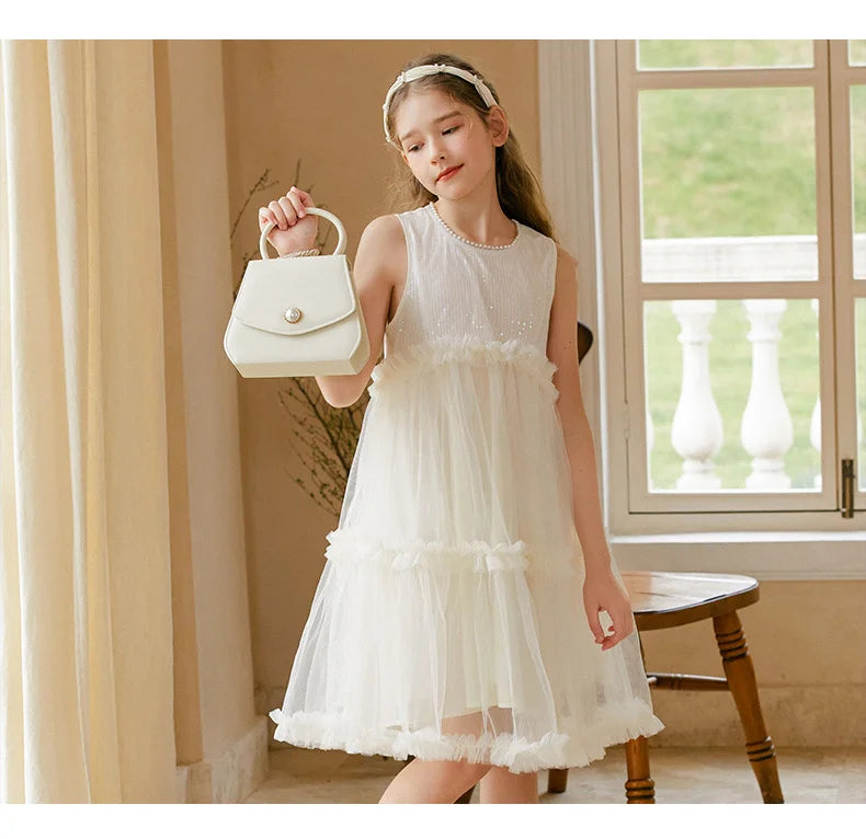 Ärmelloses Sommerkleid für Mädchen in Hellgelb – ideal für Geburtstage, Hochzeiten und festliche Anlässe