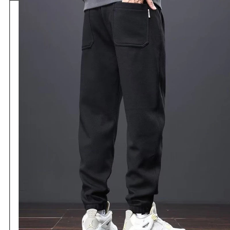 Herrenhosen Herbst und Winter Japanische Krawatten Lose Sport Kordelzug Warme Freizeithosen