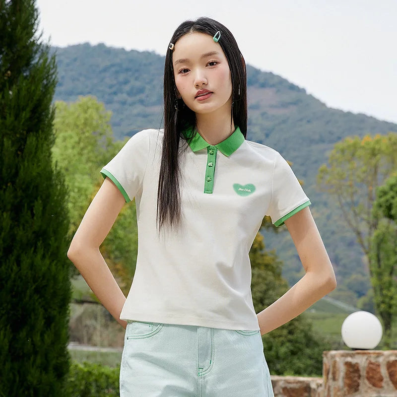 Semir Polo Shirt Frauen cool anti bakteriell schlank süß Stil Sommer neue Farbkontrast Druck Pulloverf Polo