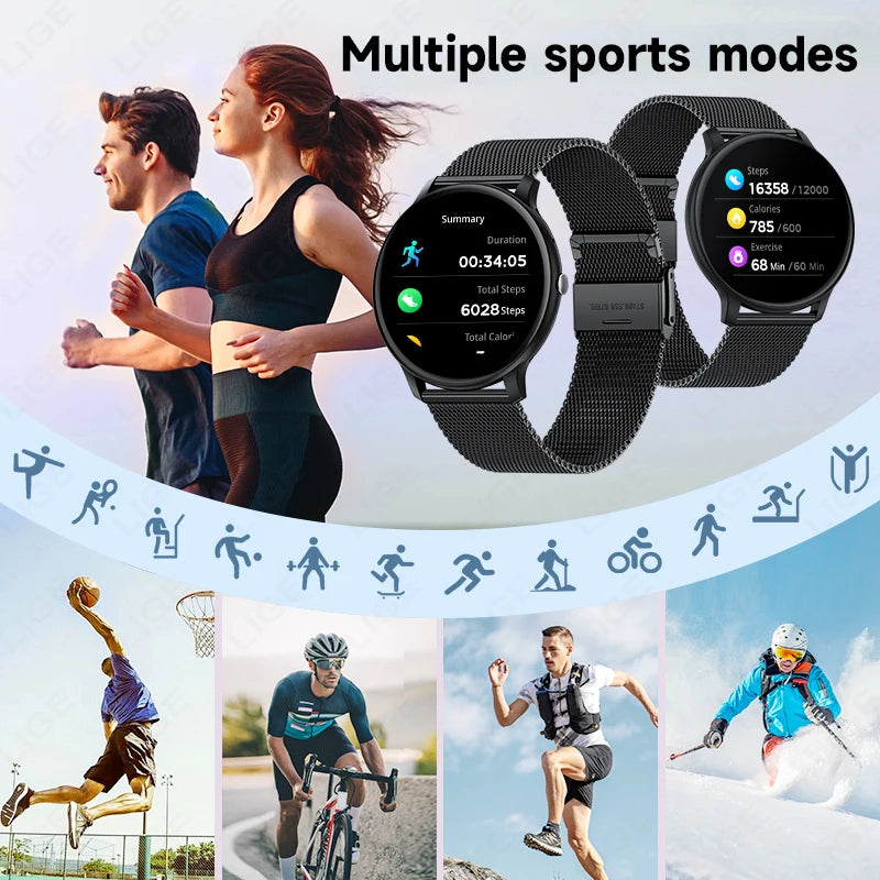 LIGE SOS Smartwatch 1,39 Zoll HD Sprachassistent Bluetooth Anruf Sport Fitness Smart Watch Männer Frauen Für Android IOS 2025 Neue
