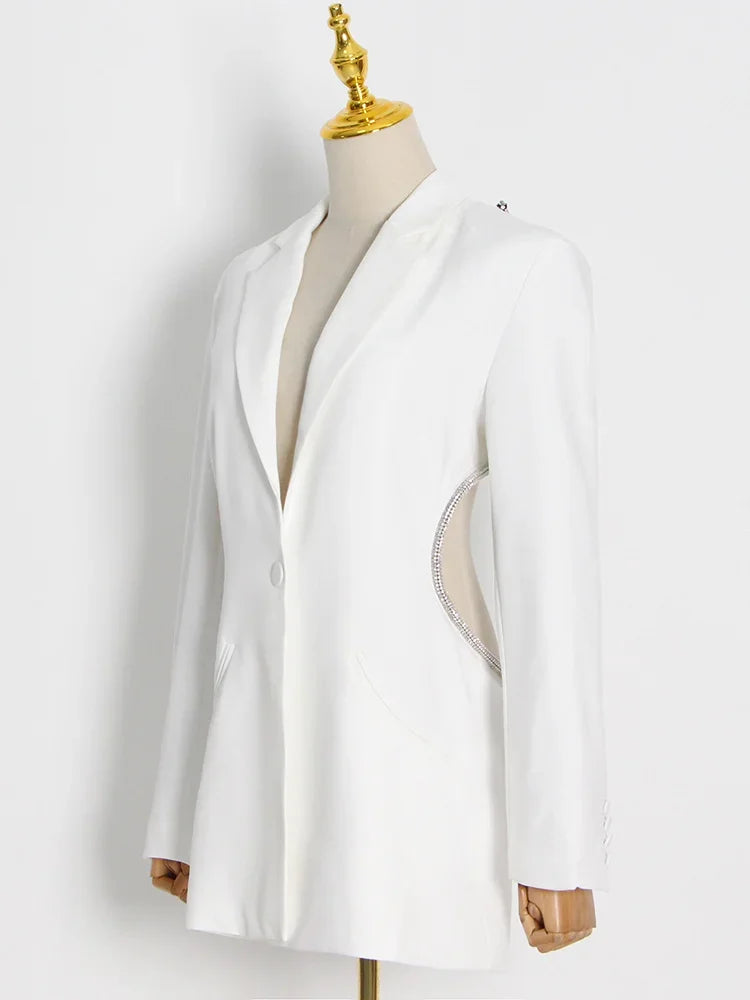 Elegantes Midi-Kleid mit Pailletten und Patchwork, schulterfrei und langärmelig – figurbetontes Design für Damen.