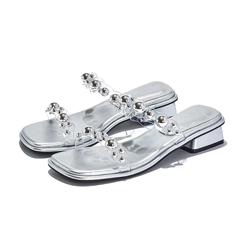 AIYUQI 2025, neue Damen-Hausschuhe, quadratische Zehen, Ein-Riemen-Sandalen für Damen, Sommer, große, bequeme Damenschuhe