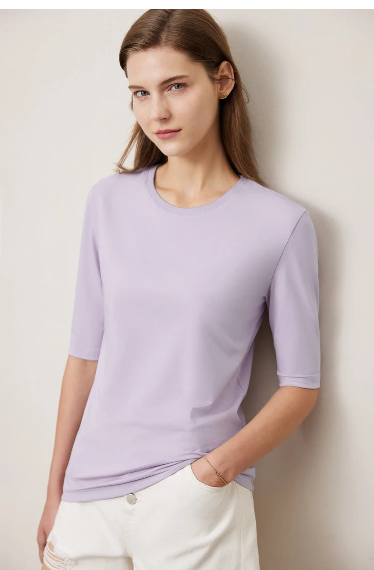 Damen T-Shirts aus neuer Baumwolle mit halben Ärmeln für das Büro