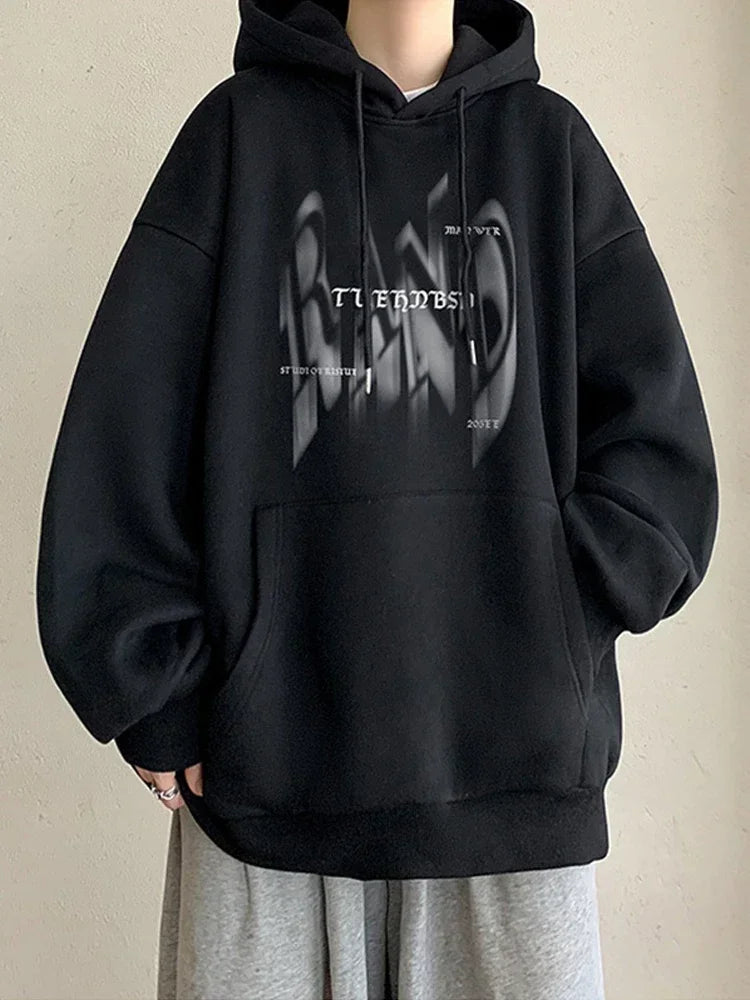 Neue Gothic Brief Gedruckt Mit Kapuze Sweatshirt Für Männer Herbst Hip Hop Übergroßen Pullover Hoodies Y2K Streetwear Grafik Hoody