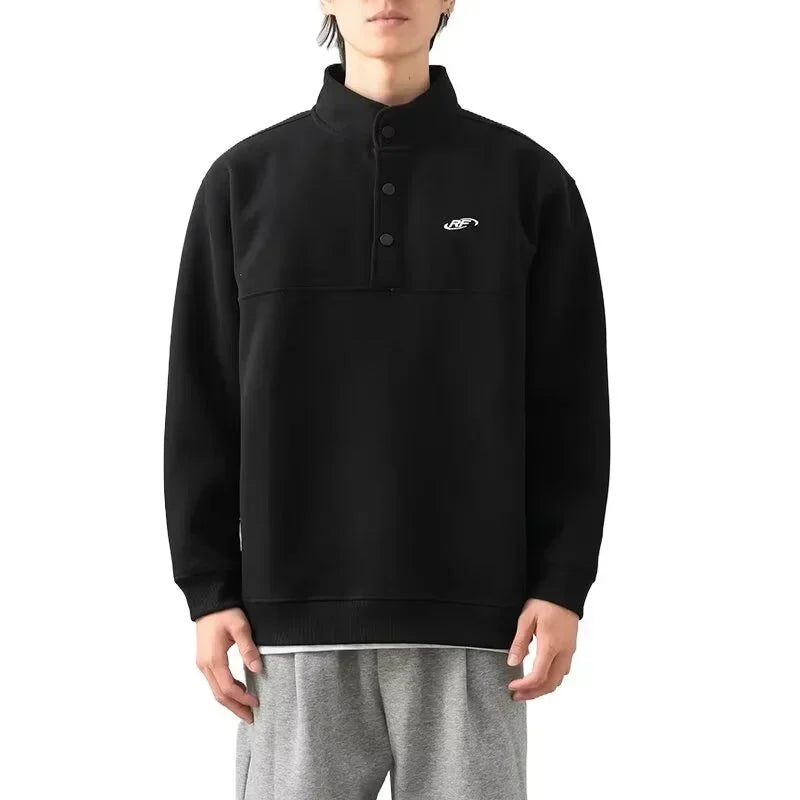 Frühling männer Brief Gedruckt Taste Sweatshirt Stehkragen Patchwork Pullover Hoodies 2025, Neue Casual Y2K Langarm Sudaderas