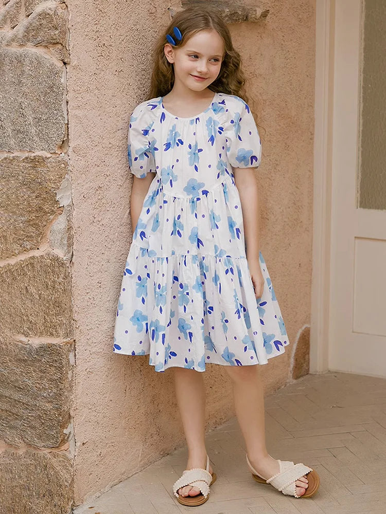 Prinzessinnen-Kleid für Mädchen in Lila mit Patchwork-Design – Sommermode für Kinder von 3 bis 14 Jahren