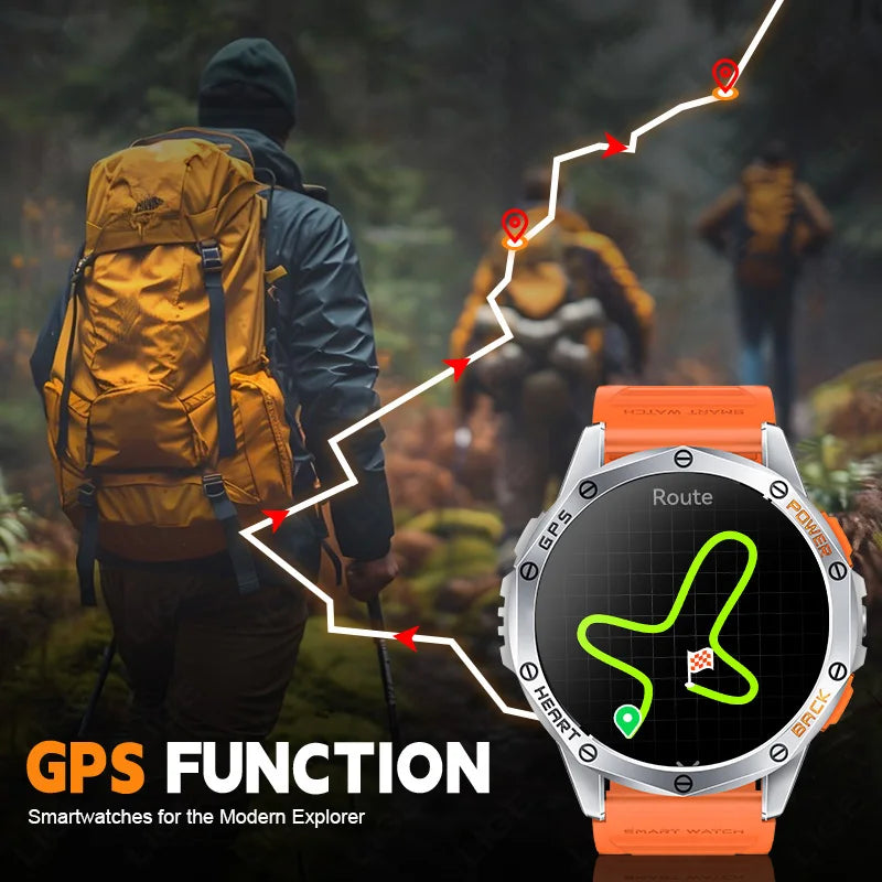LIGE 2025 Neue Outdoor GPS Smart Uhr Männer 1,43 "AMOLED 530 mAh Batterie Militär LED Kompass Taschenlampe 100 + sport Smartwatch Mann
