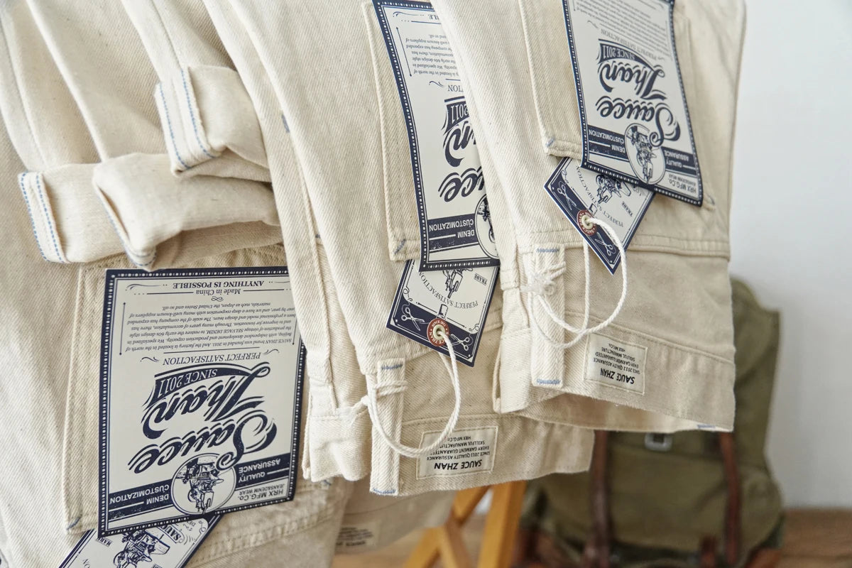 Herren Jeans aus Selvedge Denim mit hohem Bund und regulärer Passform