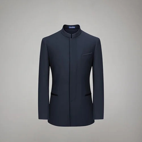 Hochwertiger Herrenanzug aus Wolle und Seide in Tiefblau – Slim Fit für formelle Anlässe und Hochzeiten