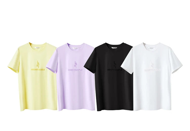 Damen T-Shirt im minimalistischen Stil mit modischer Stickerei und O-Ausschnitt
