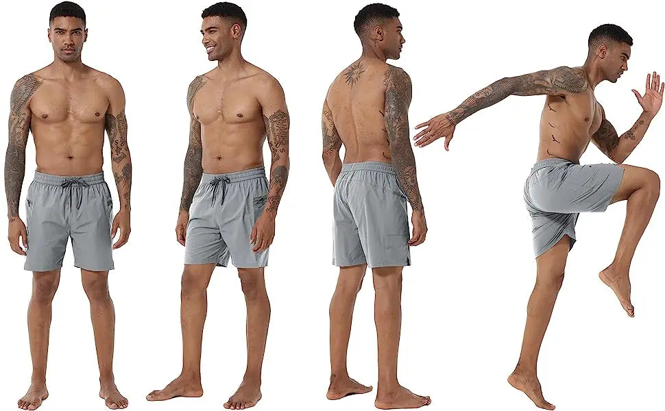 Herren-Badeshorts mit elastischem Bund, Reißverschlusstaschen und Mesh-Futter – schnelltrocknend für den Strand