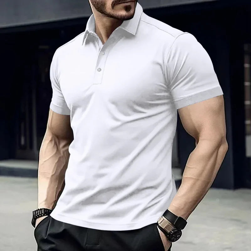 Herren-Poloshirt mit Brusttasche und kurzen Ärmeln in einfarbigem Design – ideal für den Sommer