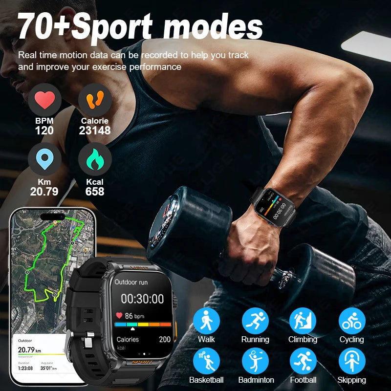 LIGE Neue 1,91 Zoll HD Smart Uhr Bluetooth Anruf 430 Mah Große Batterie Sport Fitness Tracker Smartwatch Band Für Huawei Xiaomi
