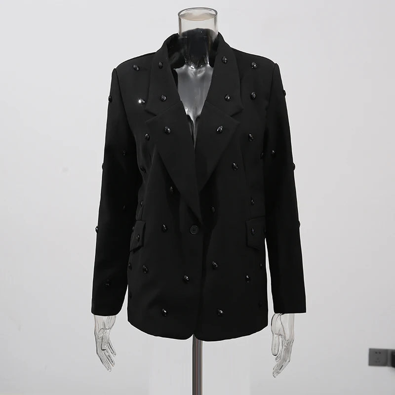 Elegantes Damenkleid mit Rundhalsausschnitt, langen Ärmeln und Patchwork-Design in lockerer Passform.