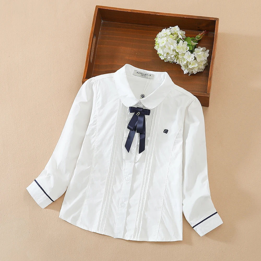 Mädchen Blusen Hemden Schuluniform für Kinder Frühling Herbst Langarm Hemden Teen Kinder Top Kleidung