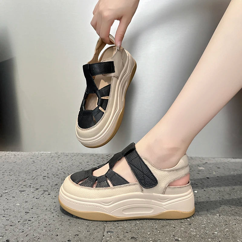 AIYUQI 2025, neue frauen sandalen Sommer dicken sohlen hohl frauen turnschuhe schuhe Große-größe casual schwein käfig weibliche schuhe