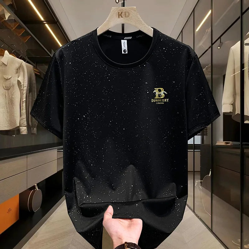 Herren T-Shirt aus glänzendem Stoff mit lässigem Rundhalsausschnitt