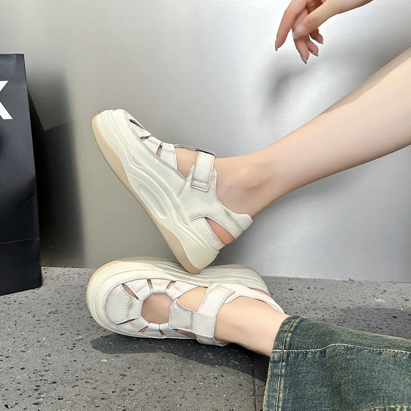 AIYUQI 2025, neue frauen sandalen Sommer dicken sohlen hohl frauen turnschuhe schuhe Große-größe casual schwein käfig weibliche schuhe