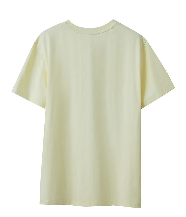 Damen T-Shirt mit minimalistischem O-Ausschnitt und Pailletten-Verzierung