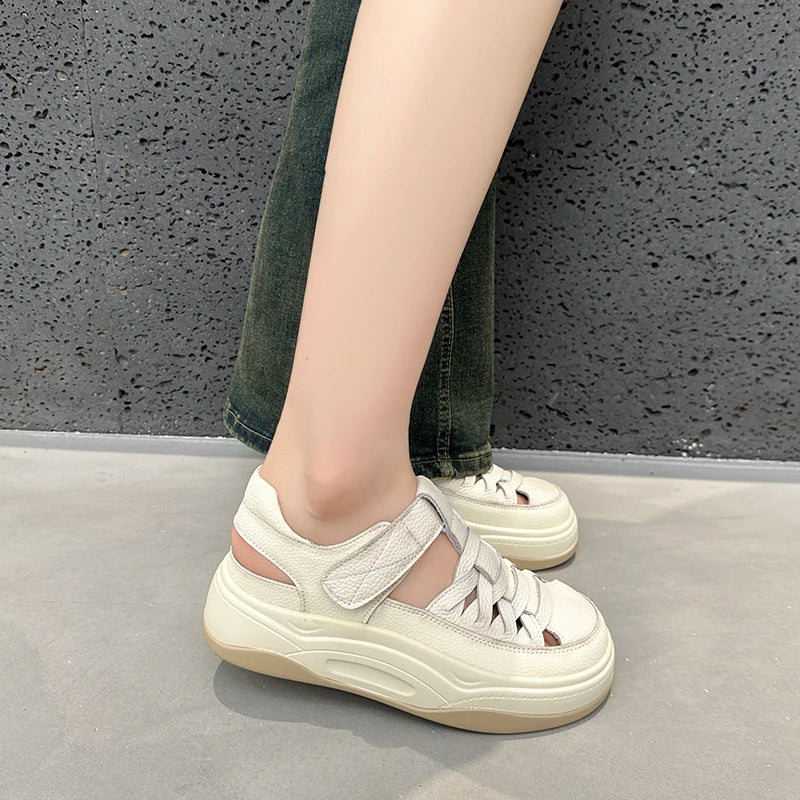AIYUQI 2025, neue frauen turnschuhe schuhe Sommer dicken sohlen hohl frauen sandalen Große-größe casual schwein käfig weibliche schuhe