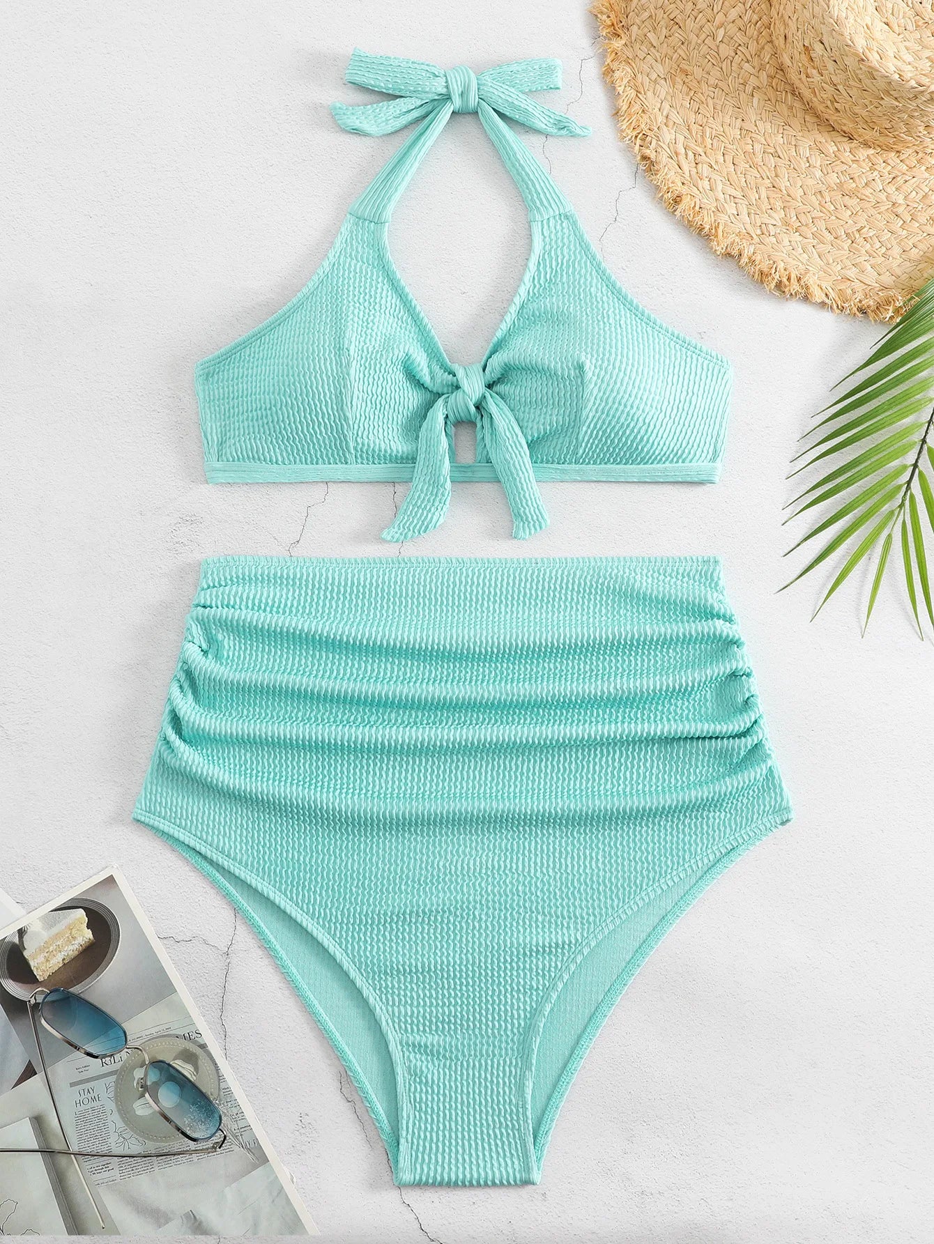 Schwarzer Sexy Tanga-Bikini für Damen in Unifarbe – Brasilianisches Badeanzug-Set für Strand und Pool