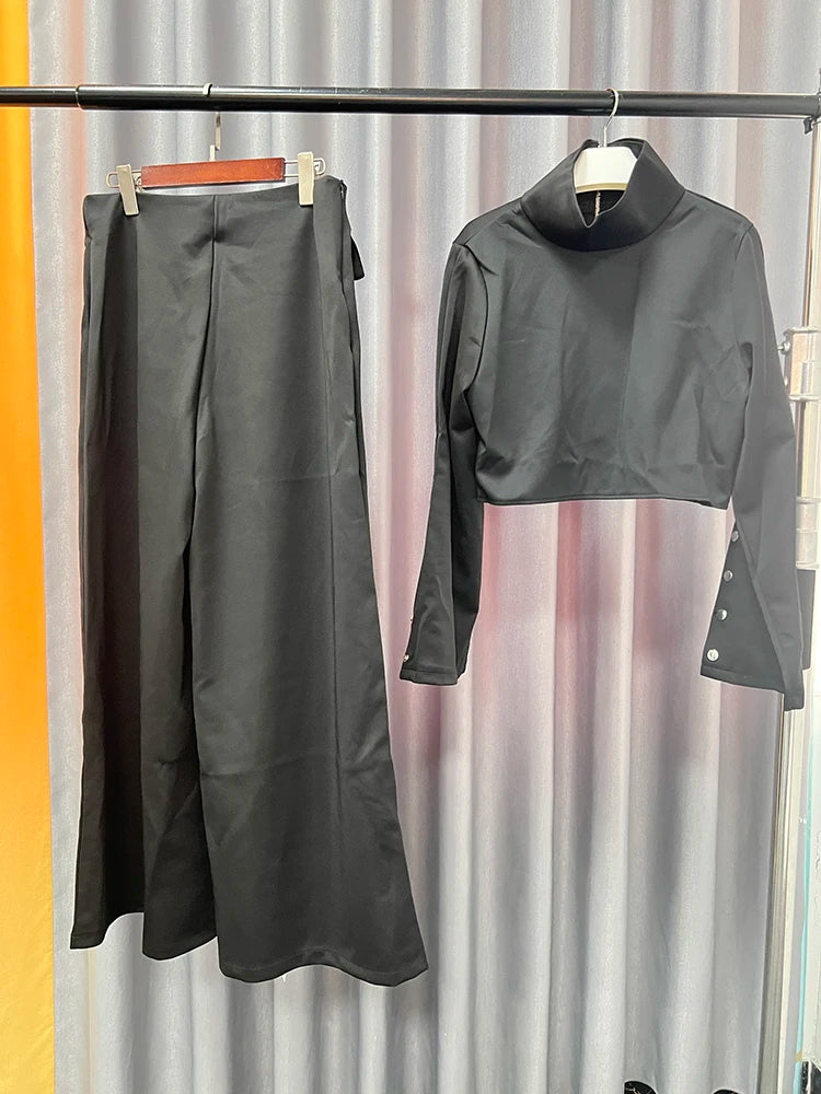 Colorblock-Jeans mit Leopardenmuster und Hohldesign für Damen – High-Waist, gespleißte Taschen, weites Bein