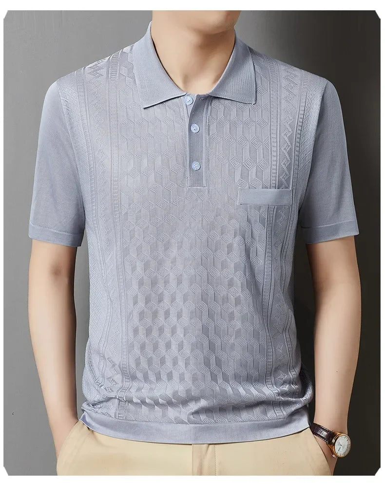 Kurzes Herren-Poloshirt mit Perlenkragen – ideal für Sport und Freizeit im Sommer
