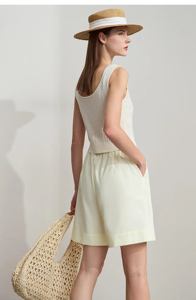 Damen Shorts im minimalistischen Stil mit elastischem Bund und weitem Bein