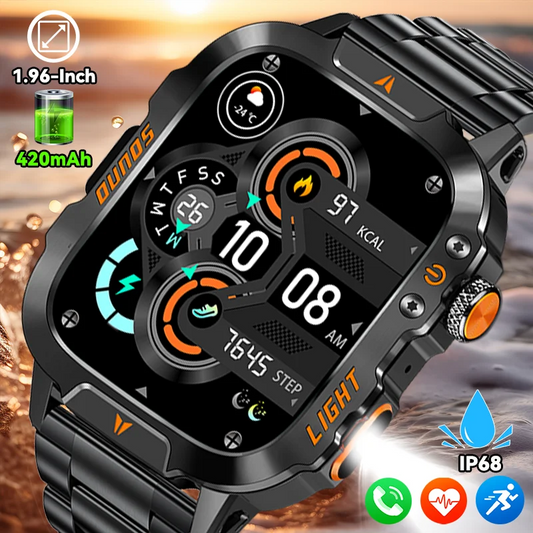 LIGE Neue Militärische Smart Uhr Männer LED Taschenlampe 420mAh Wasserdichte Outdoor Sport Bluetooth Anruf Smartwatch Für Huawei Xiaomi