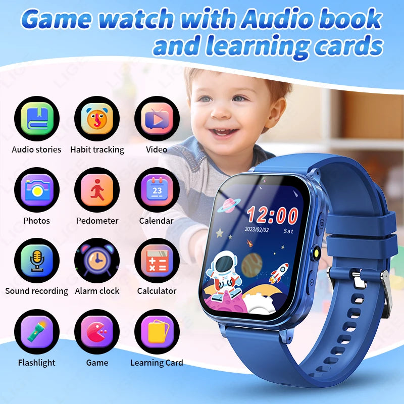 LIGE Kinder-Smartwatch, Alter 3–12 Jahre alt, Kinderuhr, Lernspiel, Kamera, Video, Audio, Geschichte, Kind, Smartwatch, Mädchen, Jungen, Geschenk