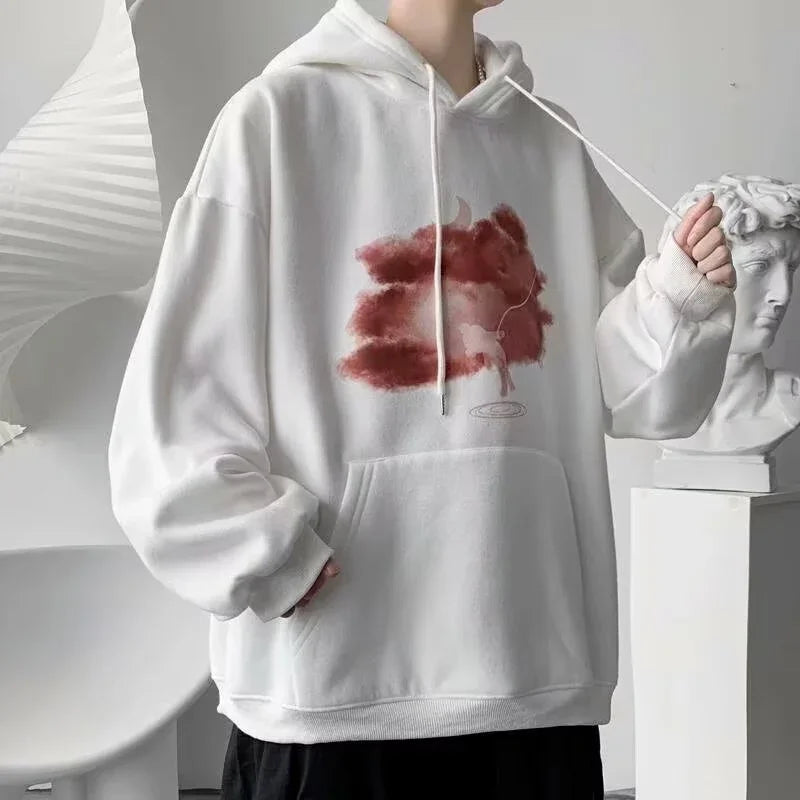 Herbst Hip Hop Übergroßen Pullover Hoodies Für Männer Goth Harajuku Wolke Grafik Mit Kapuze Sweatshirts Y2K Vintage Streetwear Hoody
