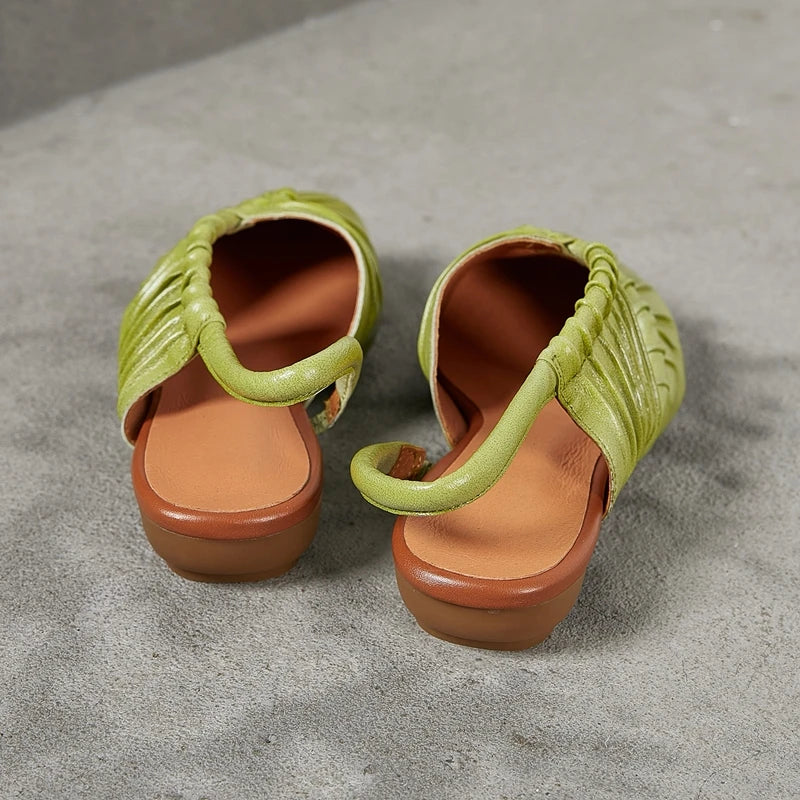 AIYUQI 2025, neue stil geschlossene zehen frauen sandalen Plissee nicht-slip Römischen sandalen für frauen Große größe sommer strand weibliche schuhe