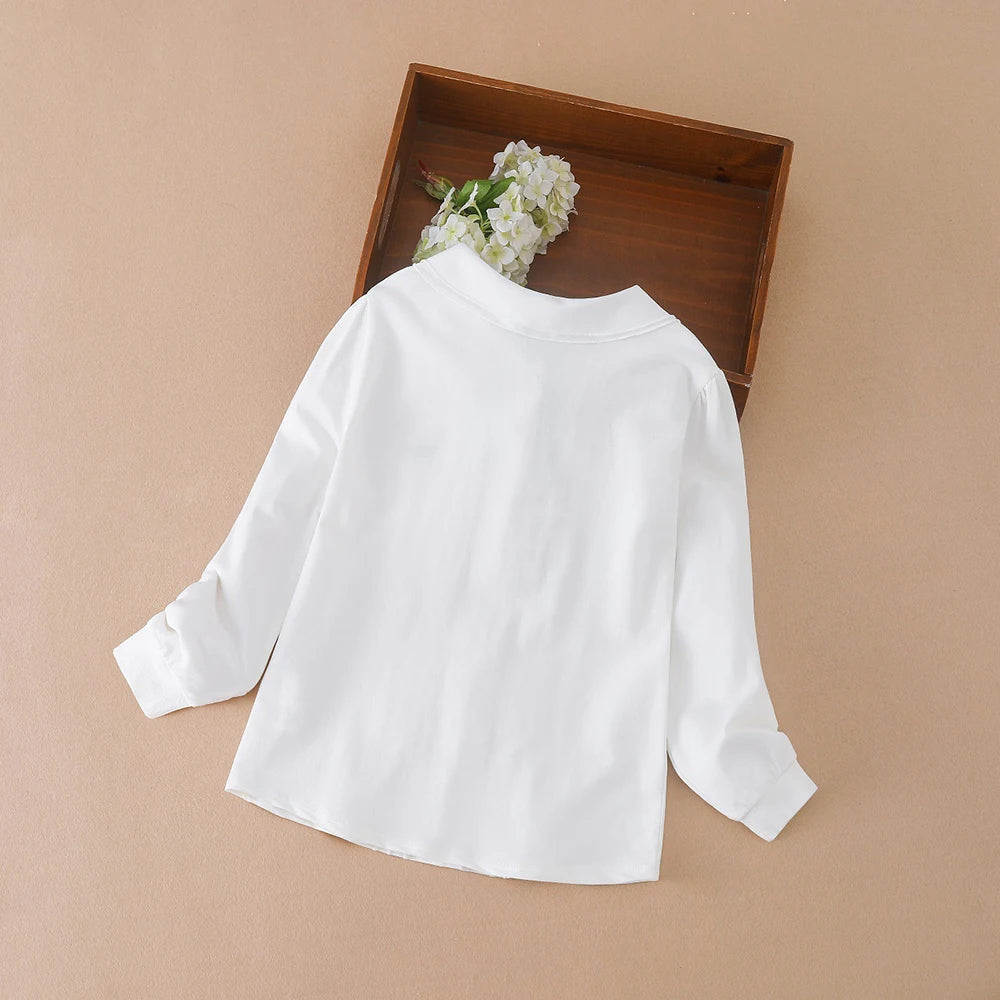 Mädchen Schul hemd Frühling Herbst Schuluniform Kinder Langarm Kinder Blusen Mädchen weiße Top Kleidung