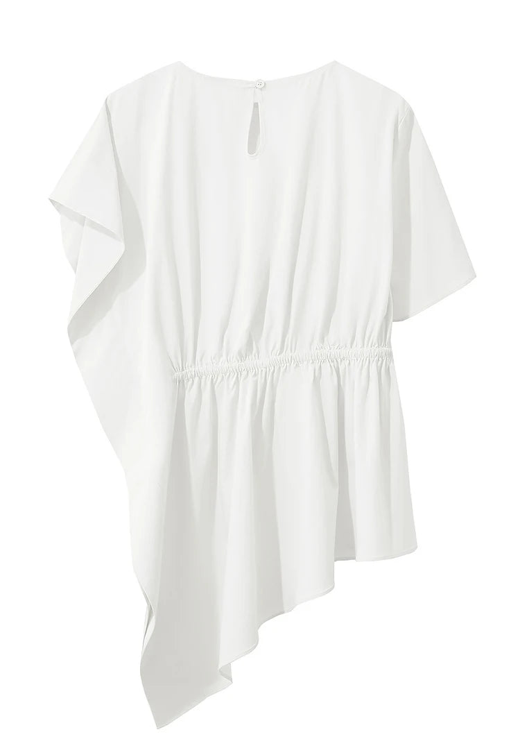 Damen T-Shirt mit rundem Hals und asymmetrischem Design für den Sommer