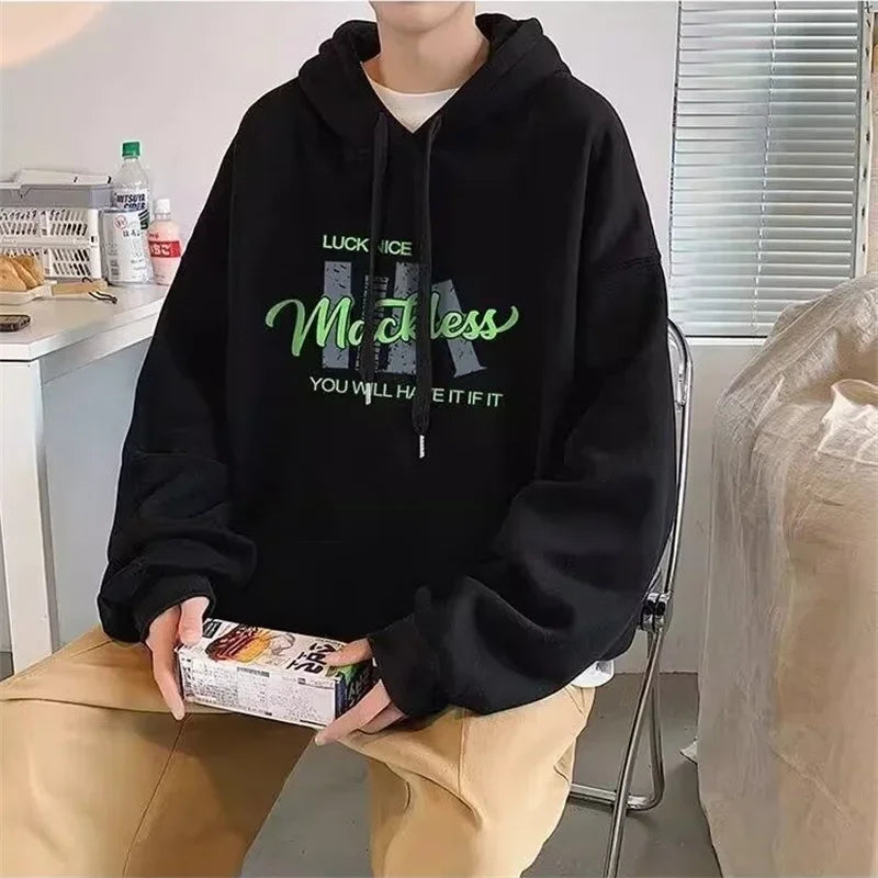 Herbst Brief Gedruckt Pullover Hoodies Männer der 2025, Neue Langarm Mit Kapuze Sweatshirt Casual Baumwolle Fleece Y2K Streetwear Hoody