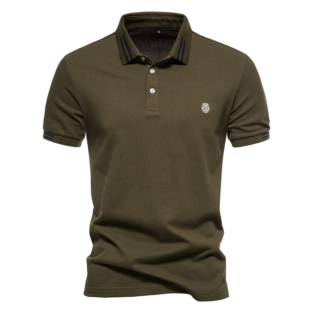 Herren Poloshirt aus Baumwolle in einfarbig mit klassischem Design für Freizeit und Business
