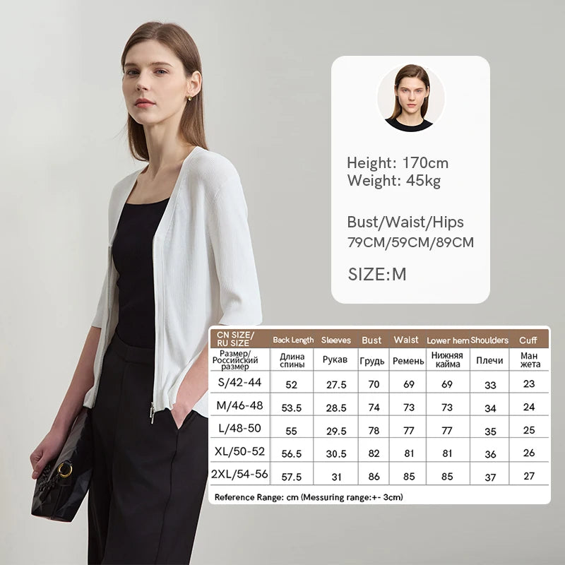 Damen V-Ausschnitt Strickjacke Slim Reißverschluss Viskose Herbst