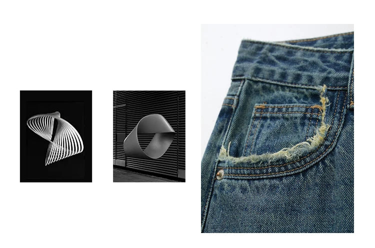 Damen Baggy Jeans im Retro-Stil mit Taschen für das Büro