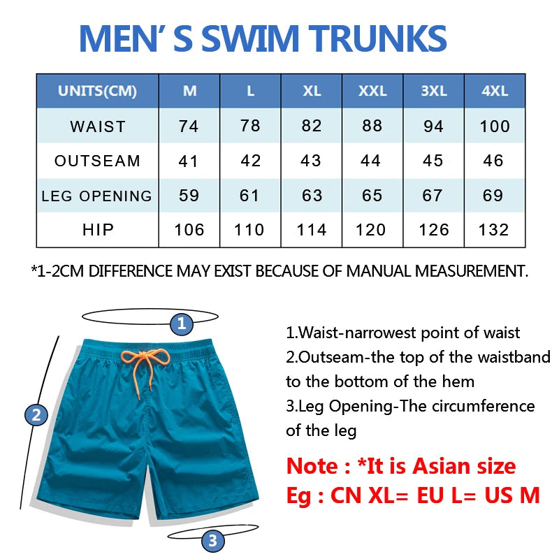 Herren-Badeshorts mit schnelltrocknendem Material – ideal für Strand, Surfen und Sport