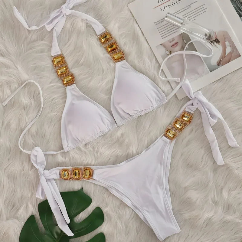 Brauner Push-Up-Bikini im brasilianischen Stil für Damen – ideal für Strand und Pool