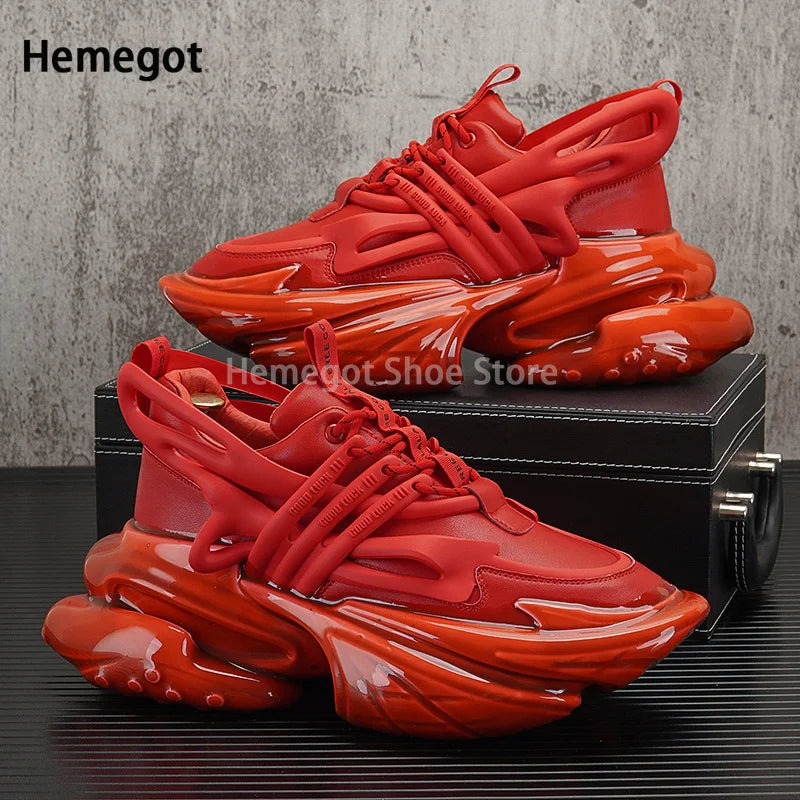 Thick-Soled Cowhide Casual Shoes for Men Inner Heightening Sports Shoes Men's Genuine Leather Shoes Black Cool Shoes New In