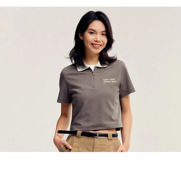Semir Polo Shirt Frauen kurze Buchstaben Stickerei 2024 Sommer neue anti bakterielle Textur Top Temperament