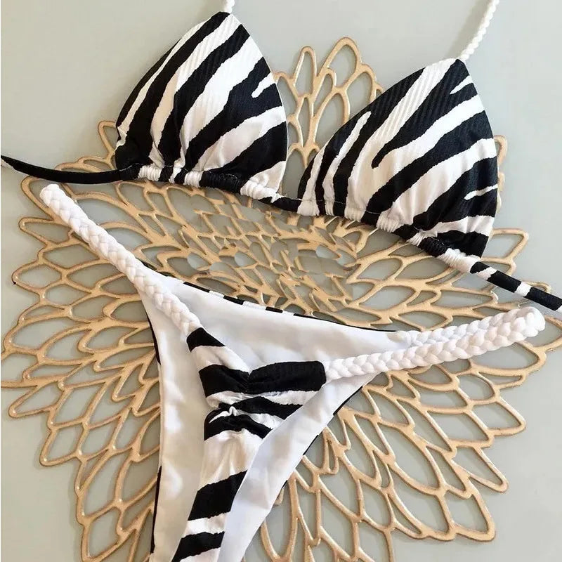 Sexy Bikini-Set mit Push-up-Effekt – Solides Badeoutfit für Damen am Strand oder Pool