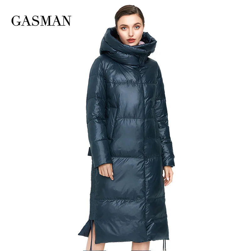 Lange Damen-Winterjacke mit Gürtel, Kapuze und großen Taschen – warmes Outwear für kalte Tage