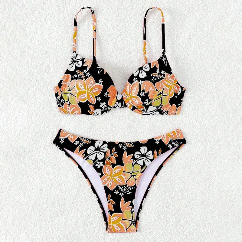 Gestreiftes sexy Bikini-Set mit Push-up-Effekt – ideal für Strand und Pool