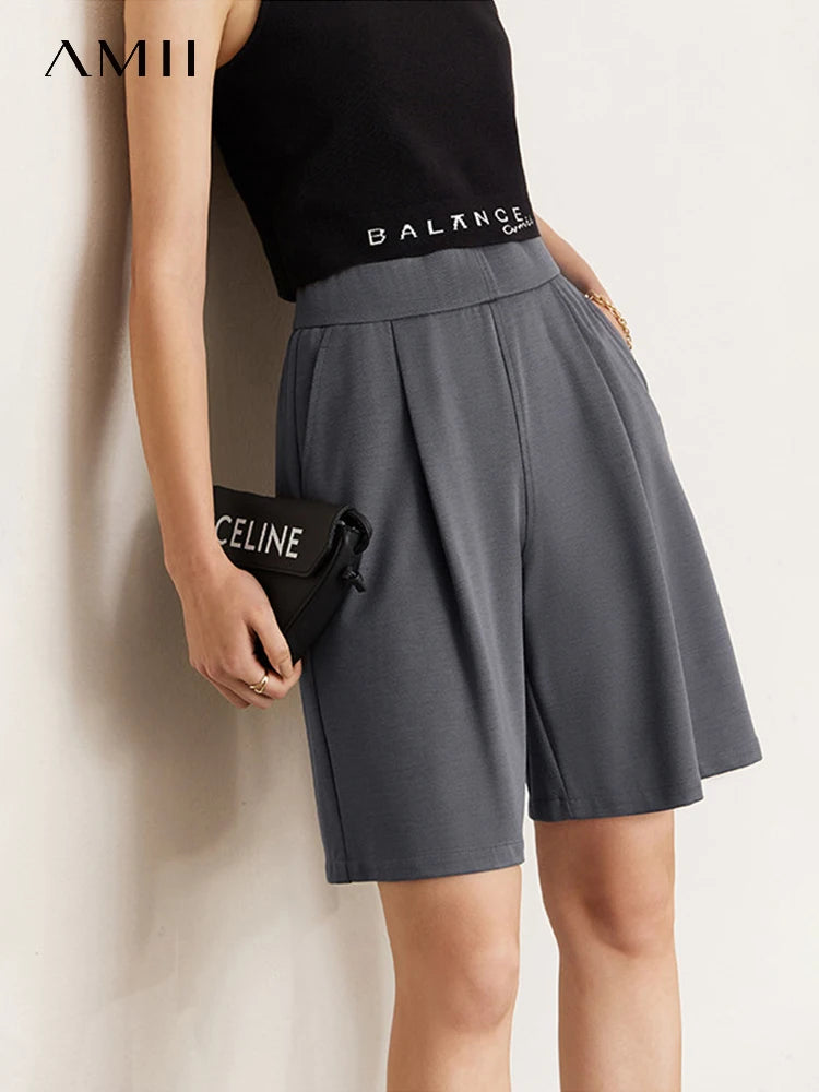 Damen Shorts im Minimalismus-Stil mit elastischer Taille für den Sommer