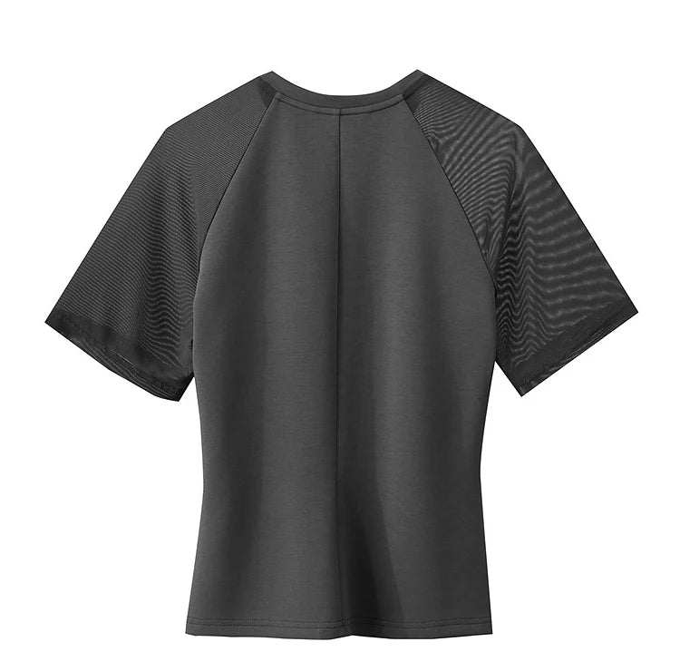 Damen Top im minimalistischen Stil mit O-Ausschnitt und schmaler Passform