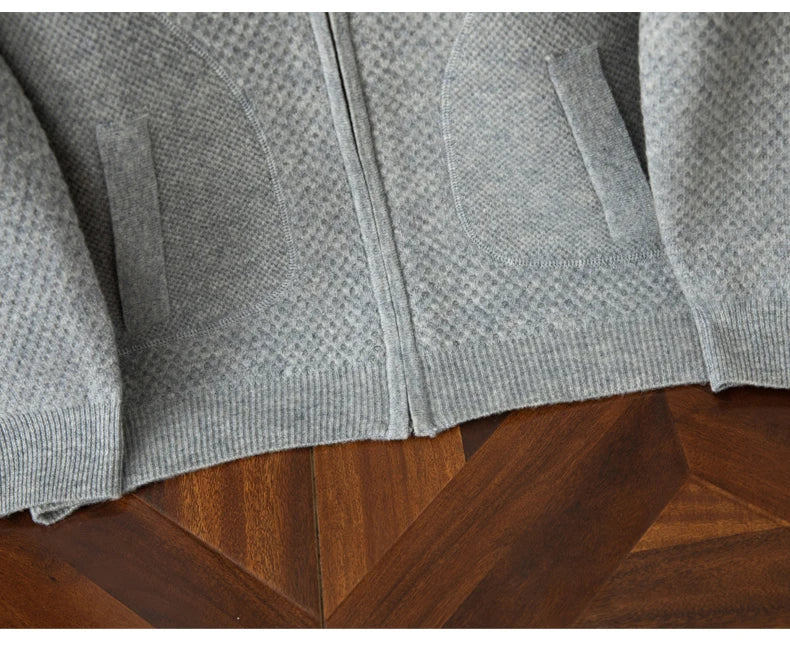 Herren-Strickjacke mit Baseball-Kragen, 100 % reine Wolle, Herren 2024, Herbst und Winter, verdickter lässiger Strickpullover, Jacke, Outdoor-Blazer