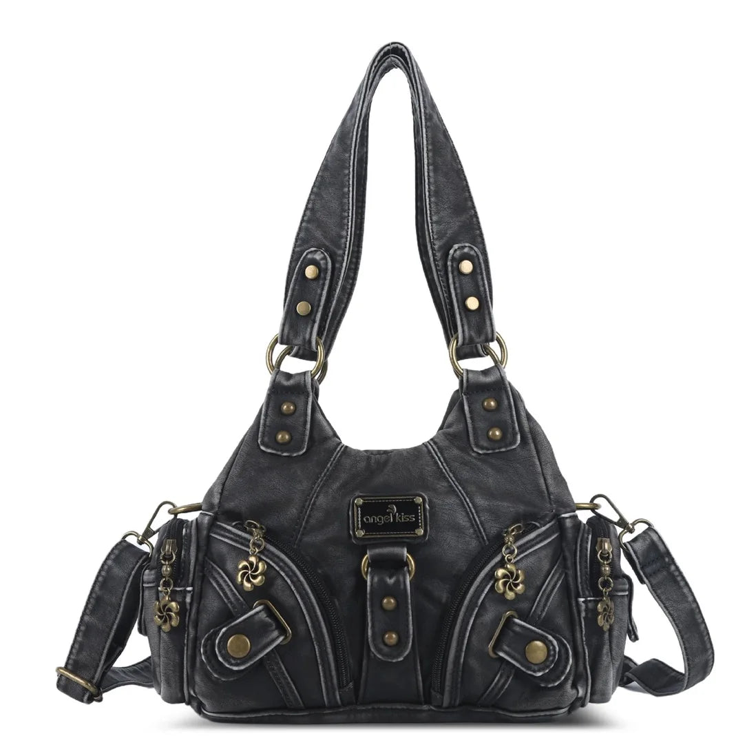 Damen-Hobo-Tasche aus Leder im Retro-Distressed Stil mit viel Stauraum und mehrfachen Innenfächern